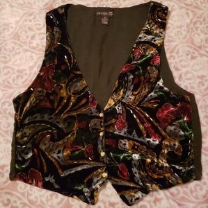 Velvet Multicolored Vest with Beads